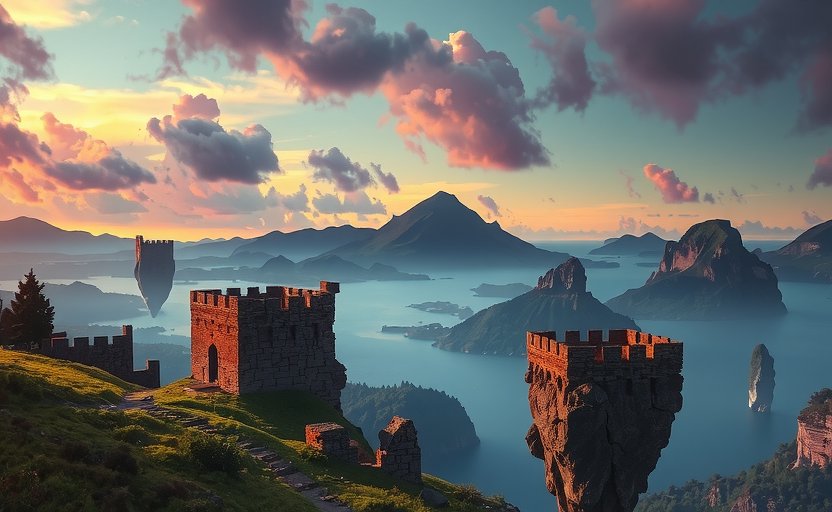 Echo Realms: Puzzle narrative game cover with floating islands